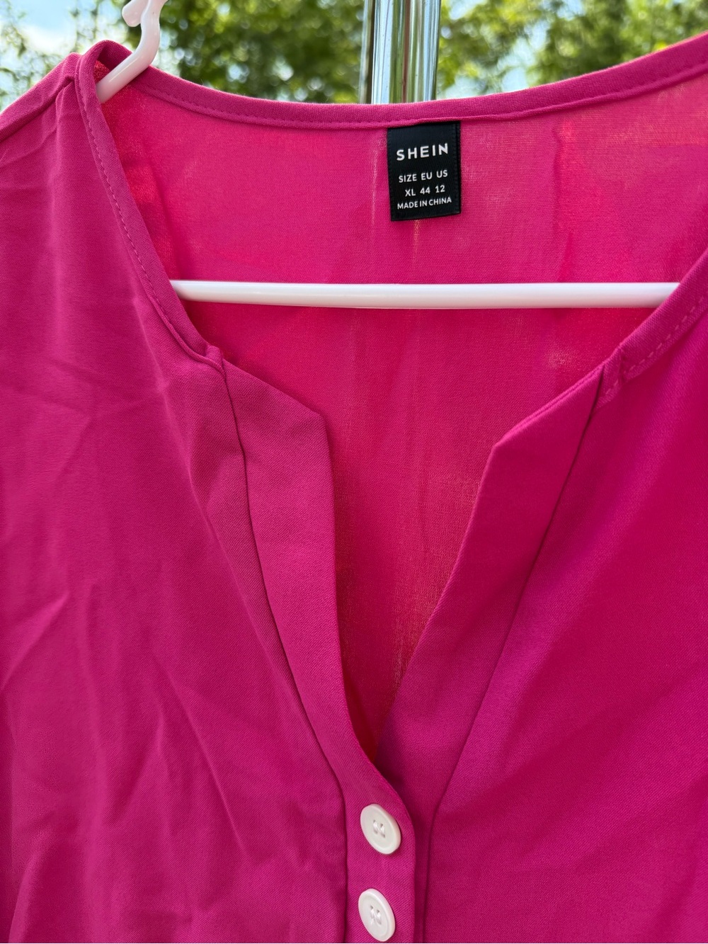 Fuchsia Split-Neck Button Tunic - Picture 4 of 6